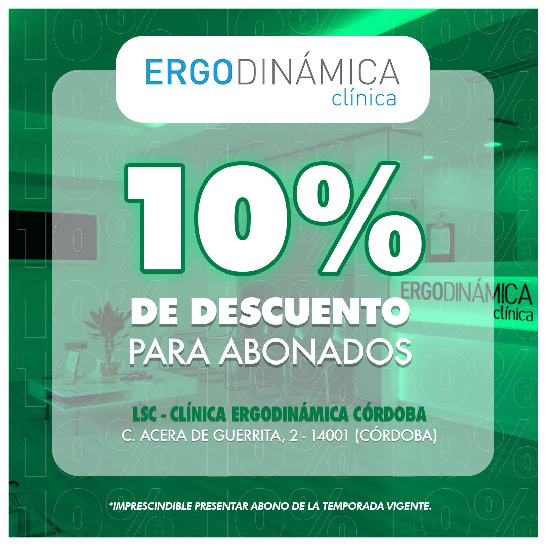 Descuento del 10% para abonados del Córdoba CF en la Clínica Ergodinámica LSC